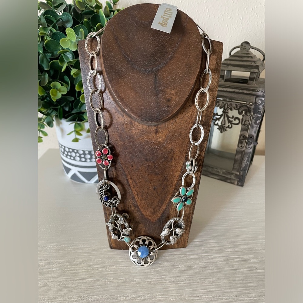 New OLLIPOP GREEN Blue TURQUOISE COLOR MULTI NATURAL STONES NECKLACE